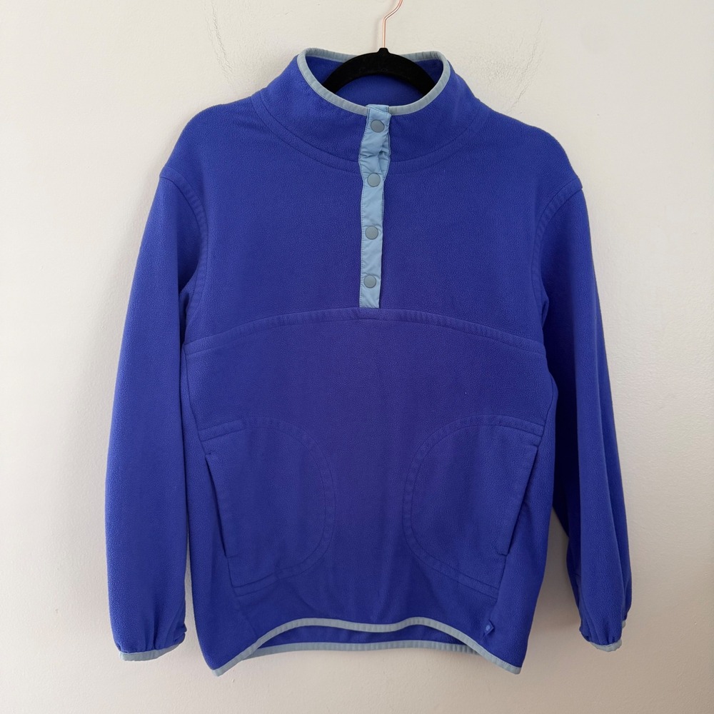 Athleta Girl Purple Blue Fleece Snap Mock Neck Pullover‎ XL 14